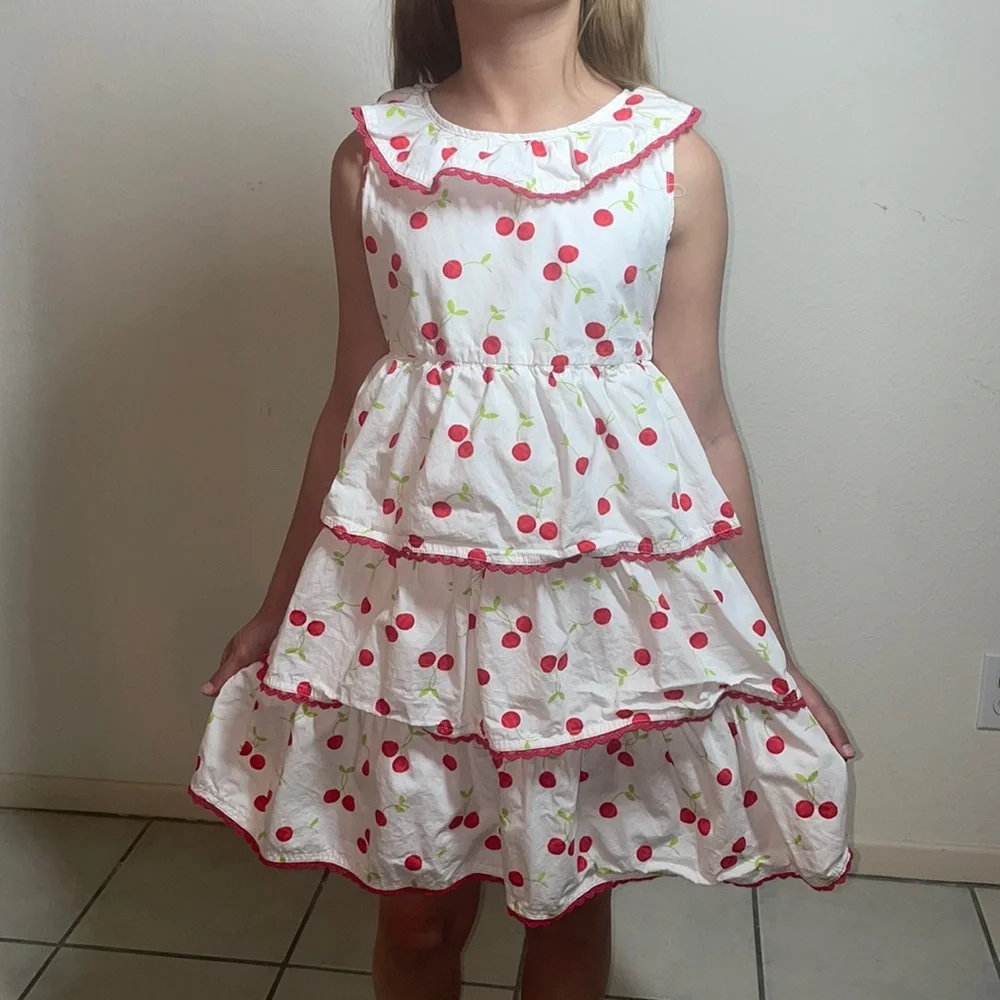 Gymboree red and white tiered cherries dress